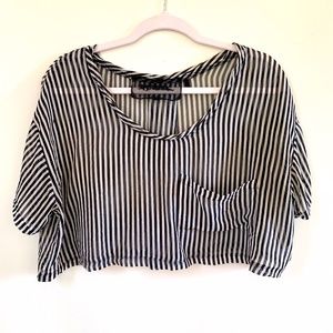 Reformation Striped Silk Chiffon Cropped Top S